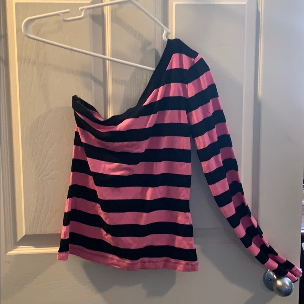 Candies Striped Off Shoulder shirt